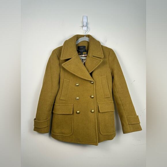 J. Crew Stadium Cloth Majesty Peacoat Size 4 Mustard Wool Blend - Picture 1 of 7